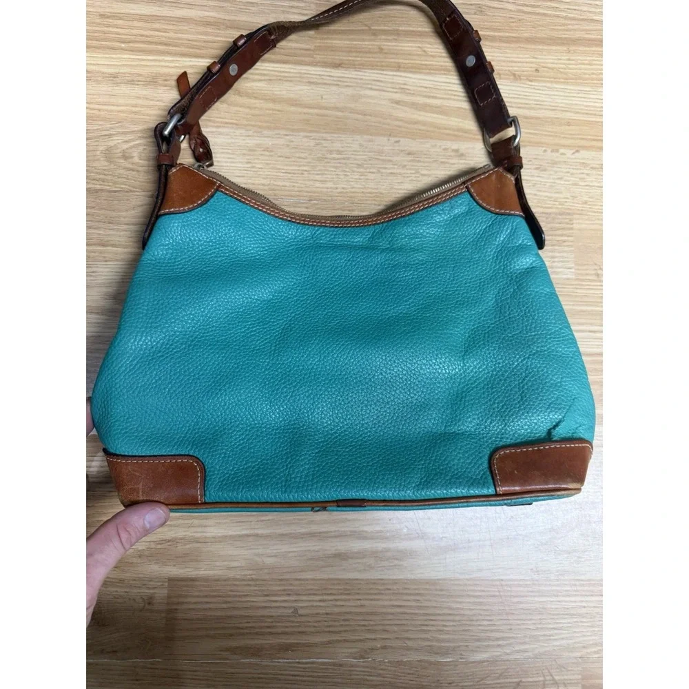DOONEY & BOURKE Teal Pebbled Leather Single Strap Shoulder Bag-